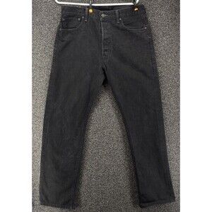 Levi's Mens 501 Jeans 36x34 Regular Fit Denim Button Fly Black Pants Western